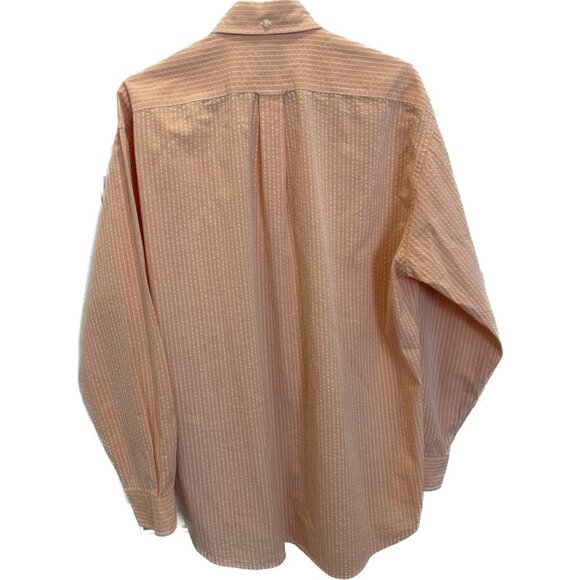 Vintage Faconnable Men’s Button-Up Shirt Orange Striped M Cotton Made In USA - Picture 3 of 7
